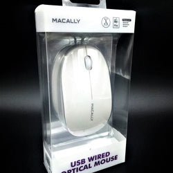 Macally - Mouse óptico con cable USB de 3 botones - Color Blanco