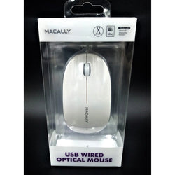 Macally - Mouse óptico con cable USB de 3 botones - Color Blanco