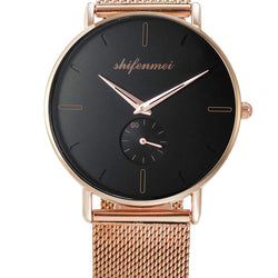 Reloj Minimalista marca Shifenmei color Dorado y Negro