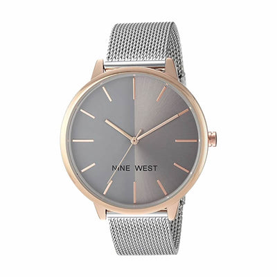 Nine West NW/1981 Reloj de Brazalete de Malla con Esfera de Rayos Solares para Mujer