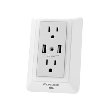 Tomacorriente con protector de sobretencion y luz nocturna integrada - Marca Forza