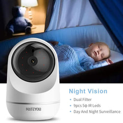 Camara de Vigilancia para Bebe, Visión Nocturna, Cámara de Seguridad compatible con Alexa