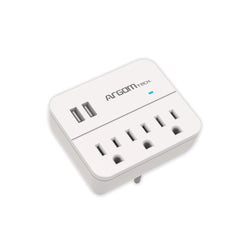 Regulador de Voltaje Argom de 3 Salidas y 2 USB 110V Blanca