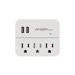 Regulador de Voltaje Argom de 3 Salidas y 2 USB 110V Blanca